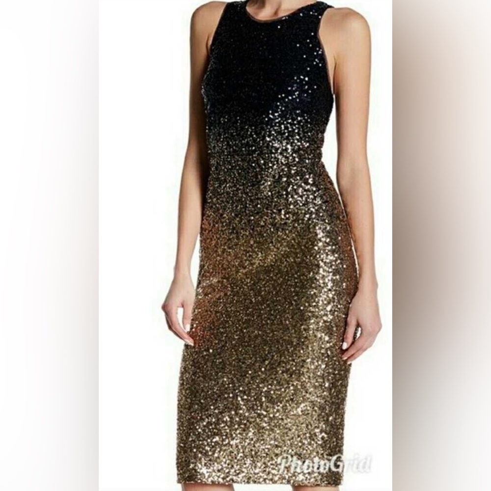 Elegant Navy and Gold Sequin Dress